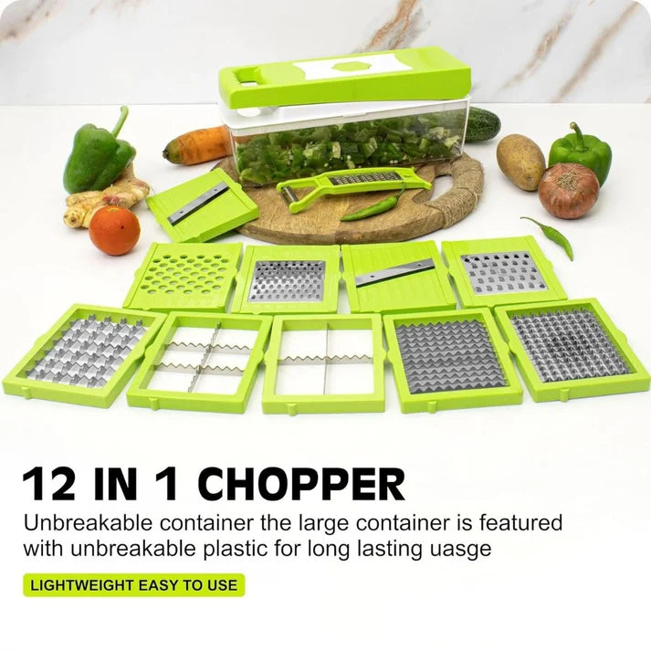 12-in-1 Chopper For Vegetables & Fruits