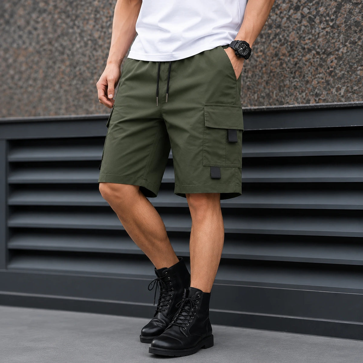 Pack of 4 Offer 😍 Men’s Premium Quality Stretch Capri Shorts | Black, Grey, Dark Blue & Green Color