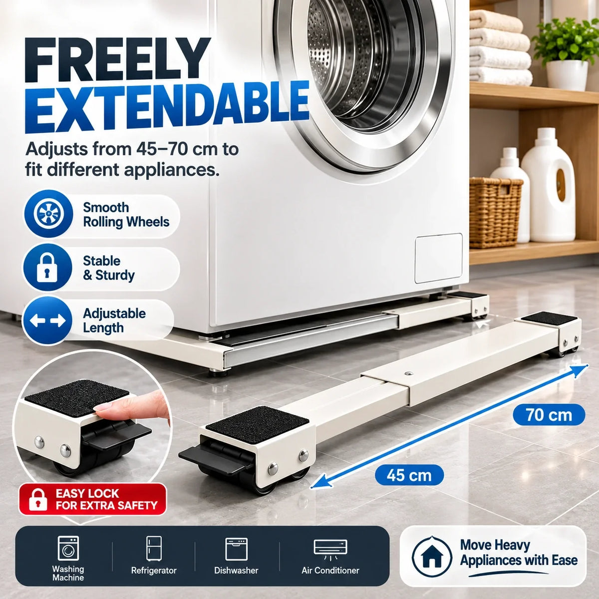 Adjustable Movable Appliance 🔧 Roller Base(2 Pack Set)