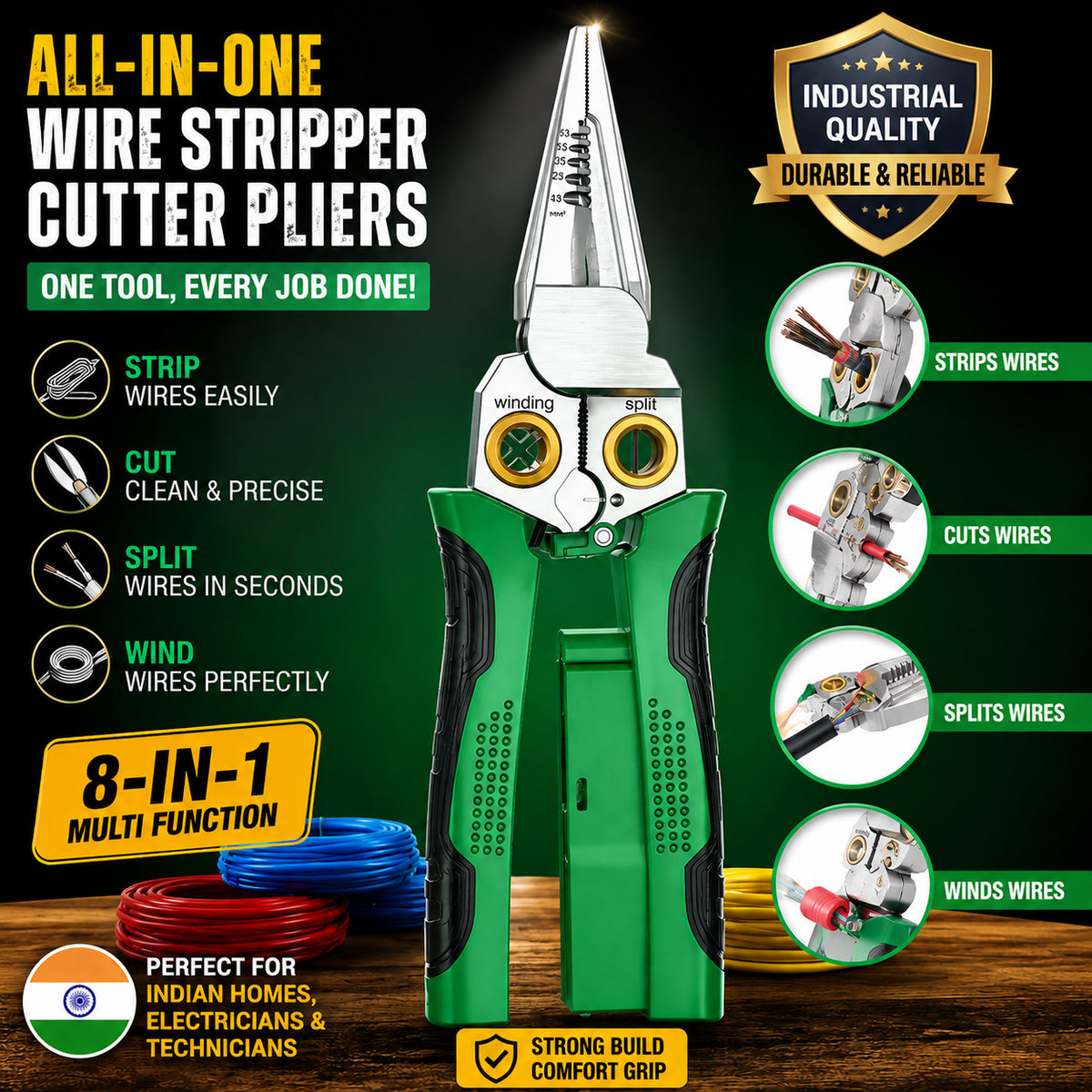 8in1 Wire Stripper Twister for Cutting and Pulling Wires