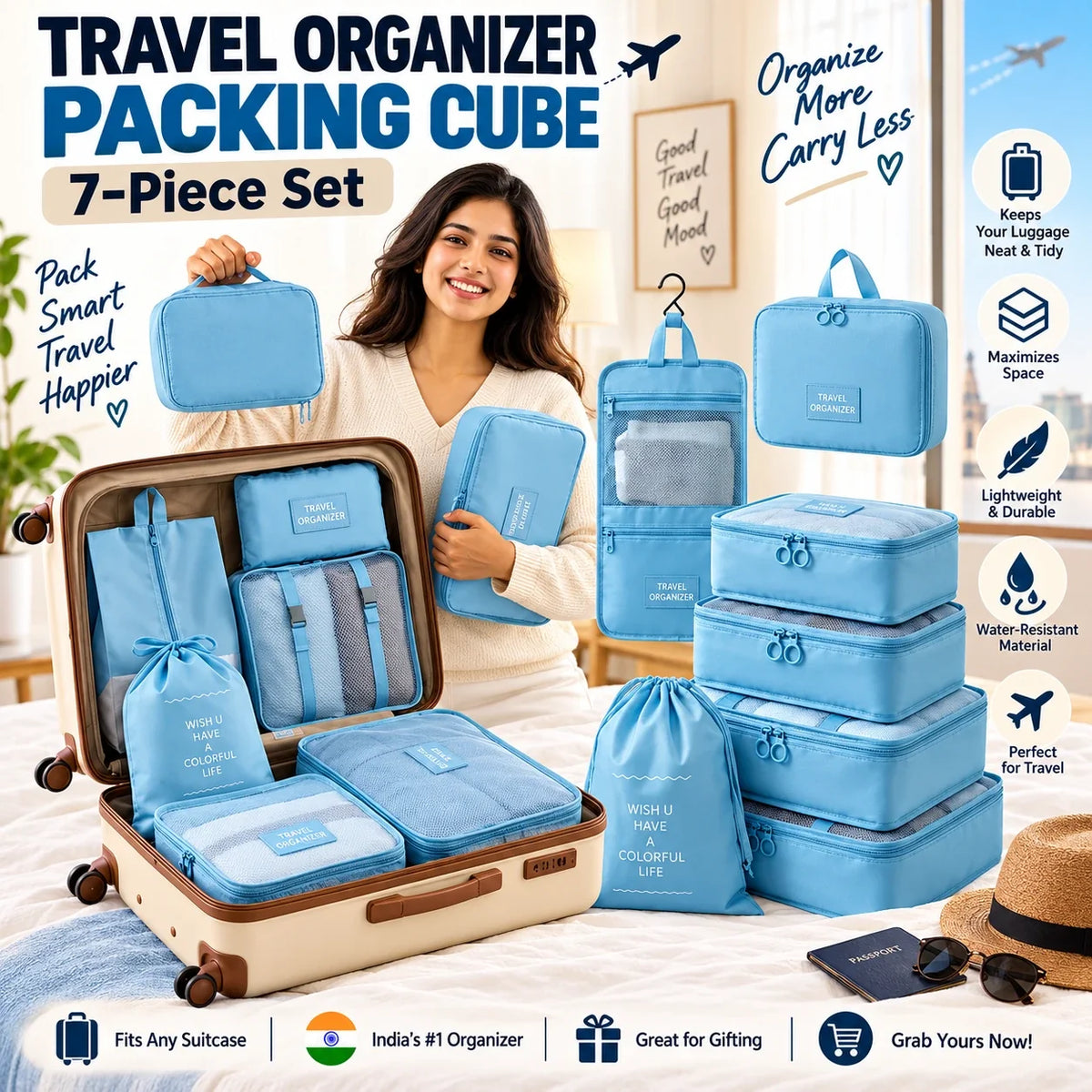 7-Piece Travel Organizer Packing Cube