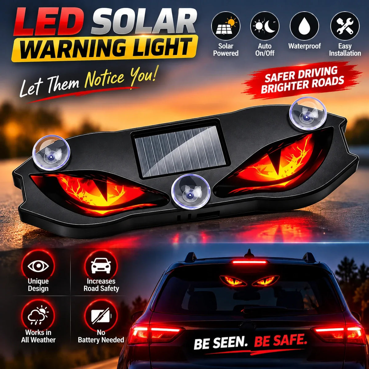 🚗🔆 Solar-Powered LED Car Warning Light